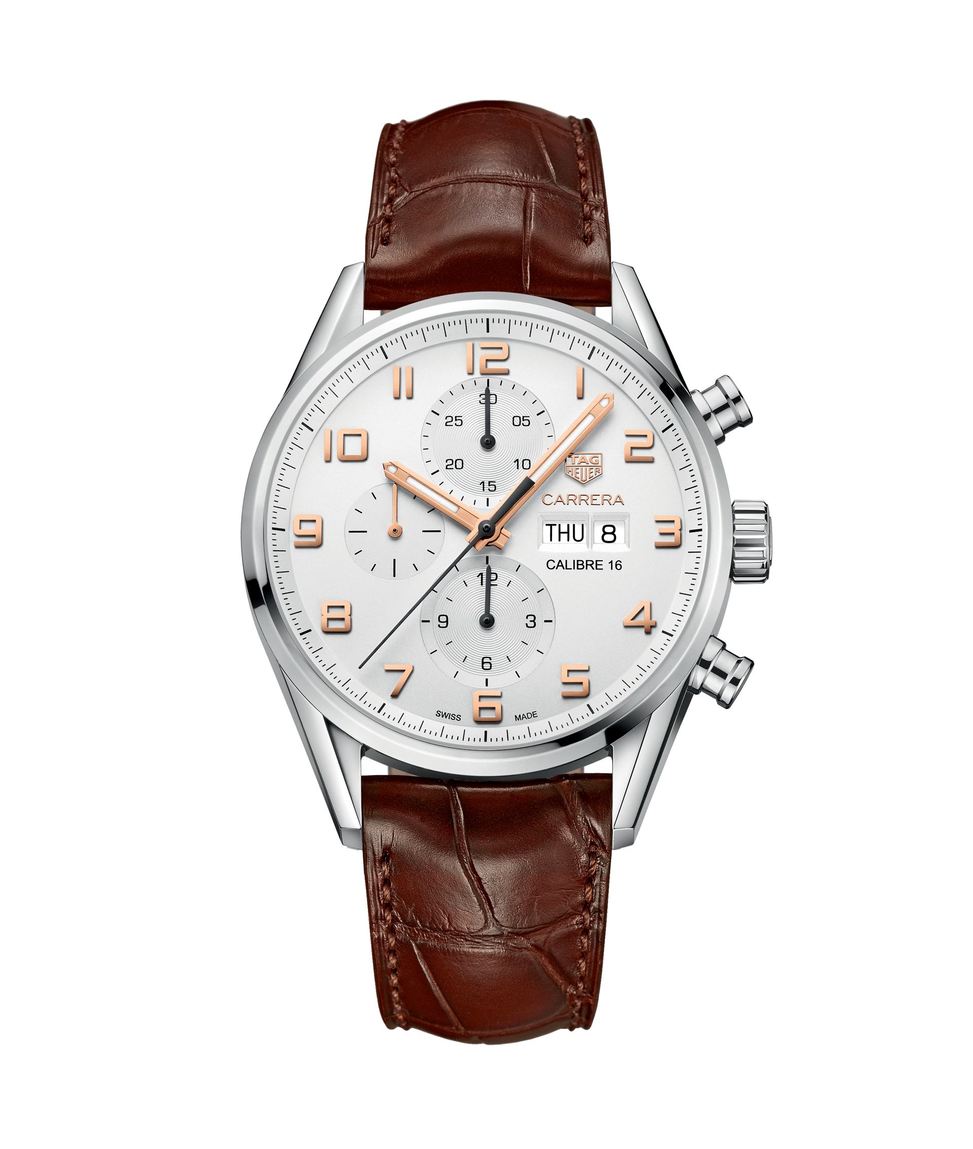 tag carrera calibre 16 leather strap